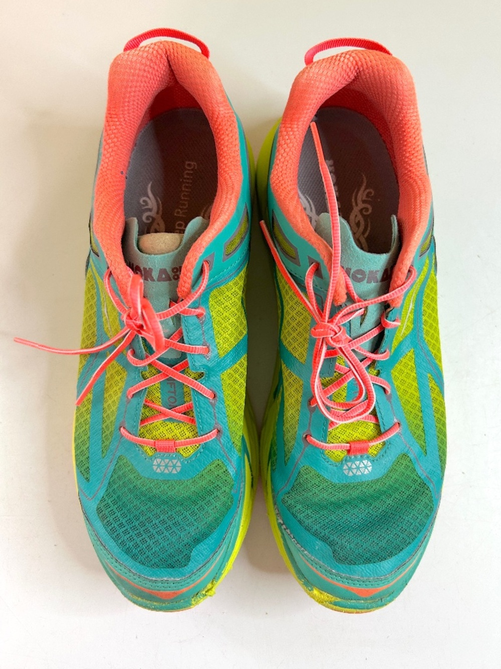 HOKA Clifton Women’s Running Sneakers Green And Orange - Picture 9 of 10